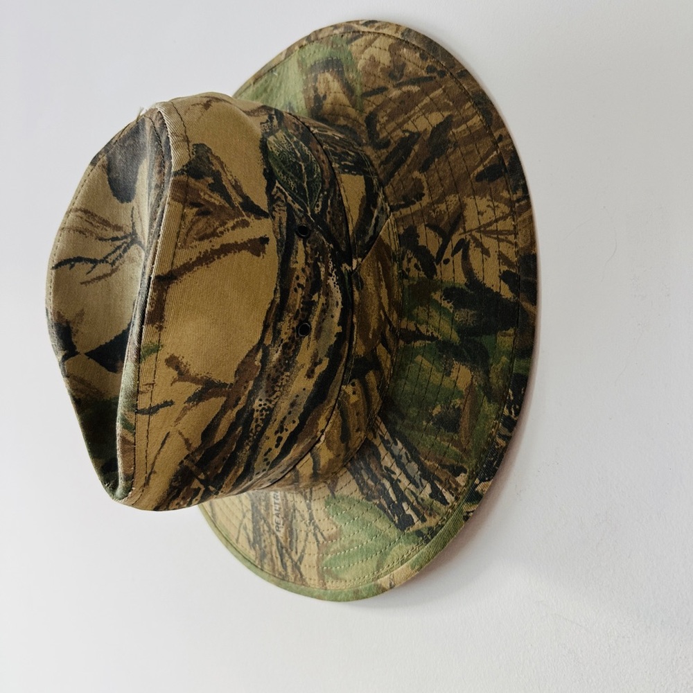 Real Tree Camo Print Army Structured Fedora Brim … - image 3
